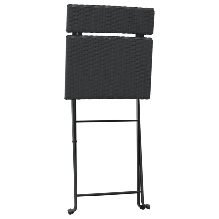 Folding Bistro Chairs 2 Pcs Black Poly Rattan and Steel