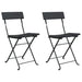 Folding Bistro Chairs 2 Pcs Black Poly Rattan and Steel