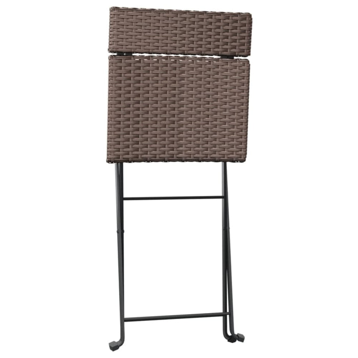Folding Bistro Chairs 2 Pcs Brown Poly Rattan and Steel