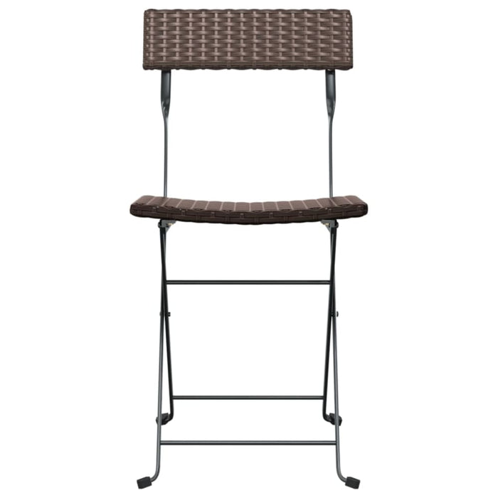 Folding Bistro Chairs 2 Pcs Brown Poly Rattan and Steel