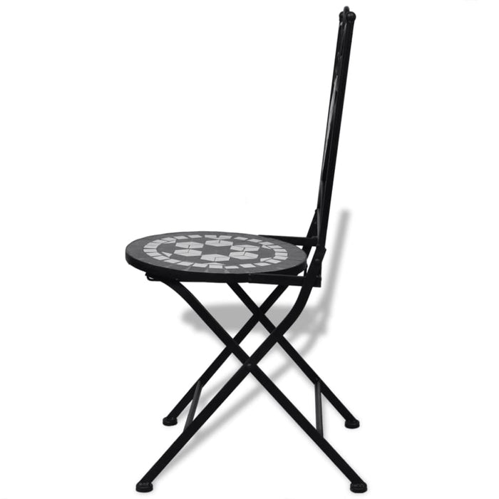 Folding Bistro Chairs 2 Pcs Ceramic Black and White Aoptt