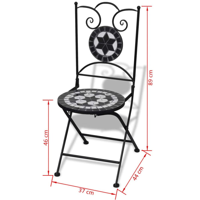 Folding Bistro Chairs 2 Pcs Ceramic Black and White Aoptt