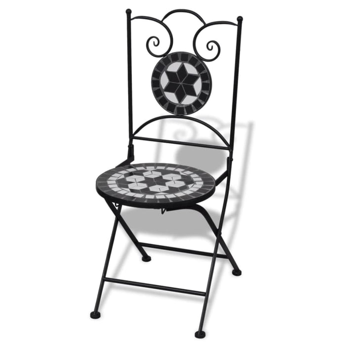 Folding Bistro Chairs 2 Pcs Ceramic Black and White Aoptt