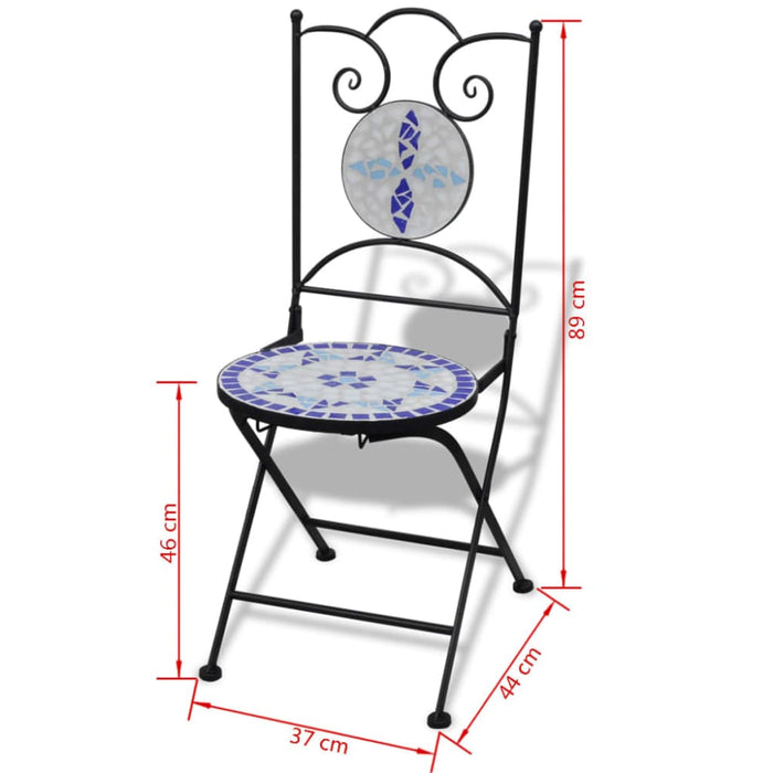 Folding Bistro Chairs 2 Pcs Ceramic Blue and White Aopto