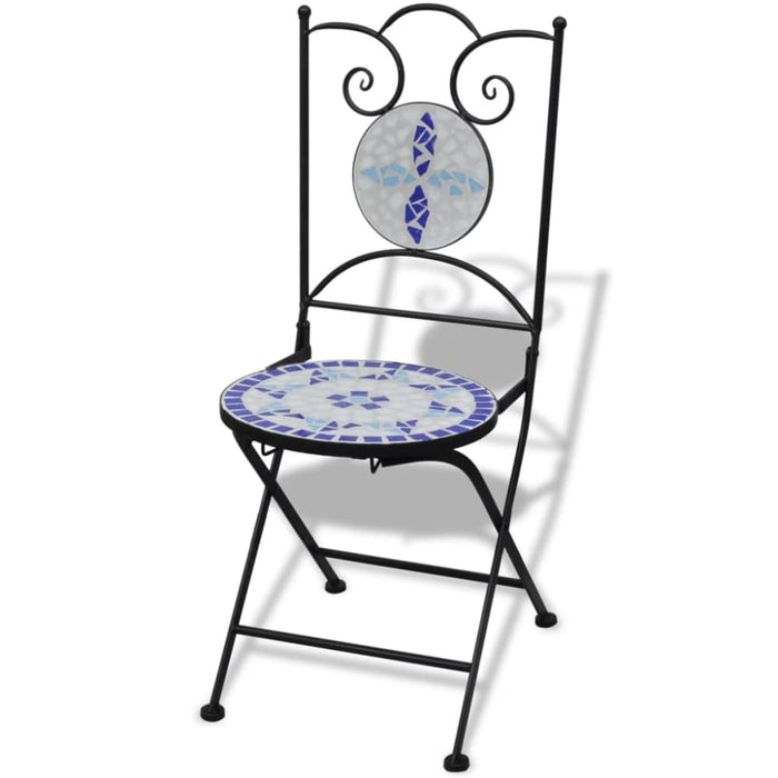 Folding Bistro Chairs 2 Pcs Ceramic Blue and White Aopto