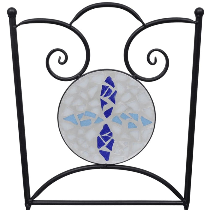 Folding Bistro Chairs 2 Pcs Ceramic Blue and White Aopto