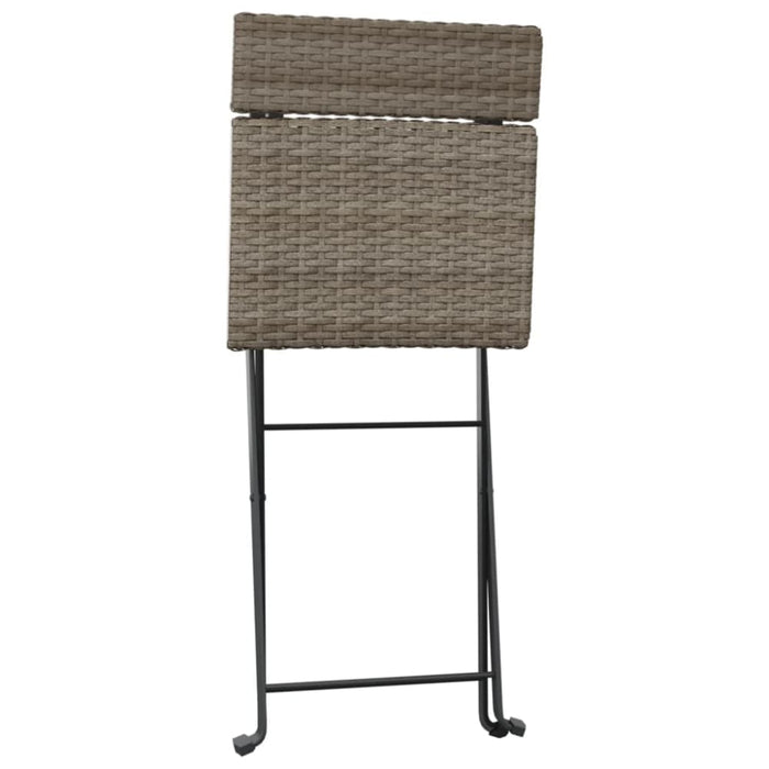 Folding Bistro Chairs 2 Pcs Grey Poly Rattan and Steel