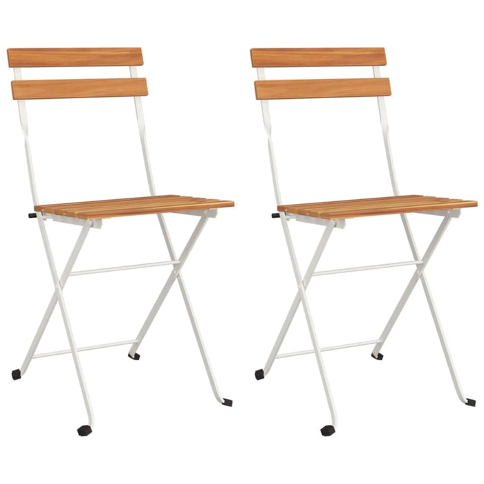 Folding Bistro Chairs 2 Pcs Solid Wood Acacia and Steel