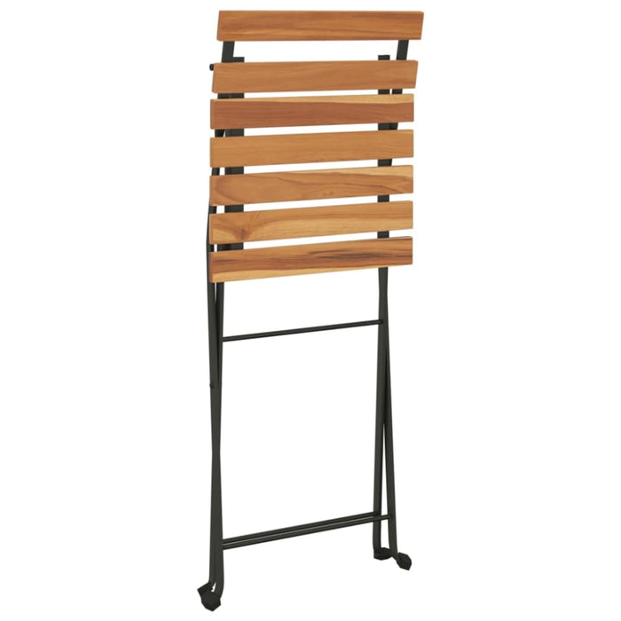 Folding Bistro Chairs 2 Pcs Solid Wood Teak and Steel Tokkik