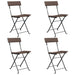 Folding Bistro Chairs 4 Pcs Brown Poly Rattan and Steel