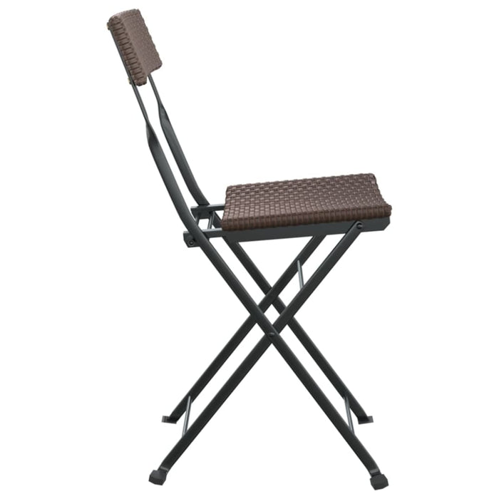 Folding Bistro Chairs 4 Pcs Brown Poly Rattan and Steel