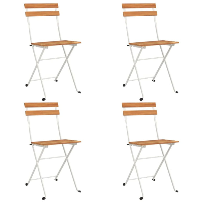 Folding Bistro Chairs 4 Pcs Solid Wood Acacia and Steel