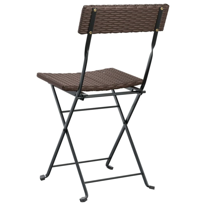 Folding Bistro Chairs 6 Pcs Brown Poly Rattan and Steel