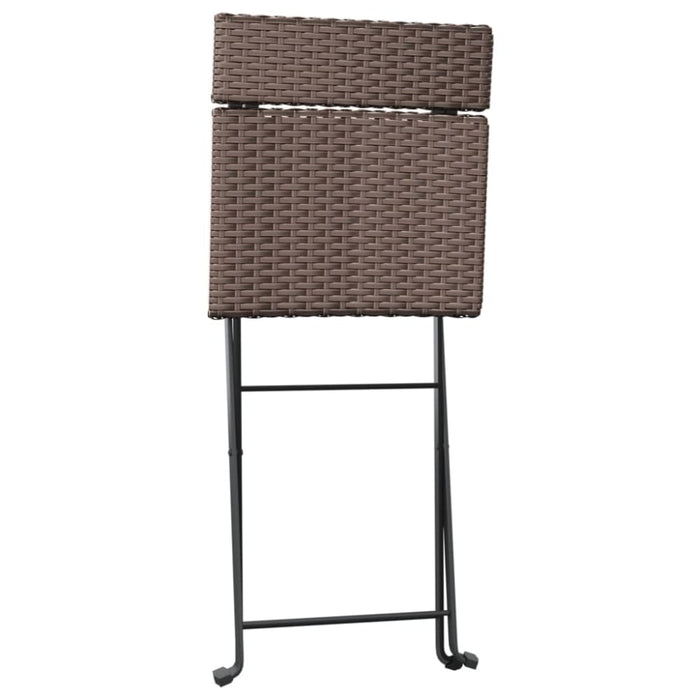 Folding Bistro Chairs 6 Pcs Brown Poly Rattan and Steel