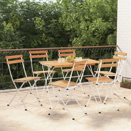 Folding Bistro Chairs 6 Pcs Solid Wood Acacia and Steel