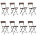 Folding Bistro Chairs 8 Pcs Brown Poly Rattan and Steel