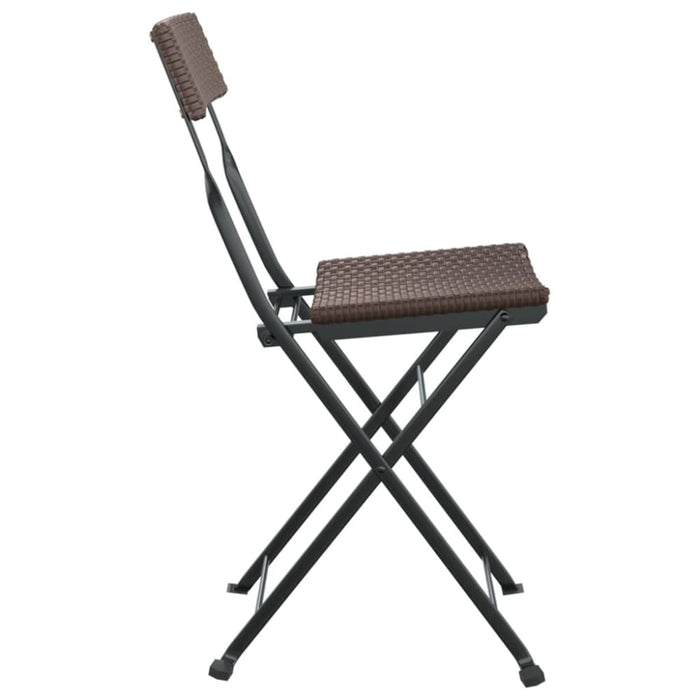Folding Bistro Chairs 8 Pcs Brown Poly Rattan and Steel