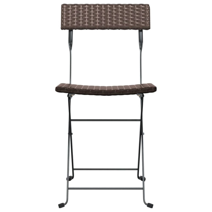 Folding Bistro Chairs 8 Pcs Brown Poly Rattan and Steel