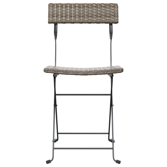 Folding Bistro Chairs 8 Pcs Grey Poly Rattan and Steel