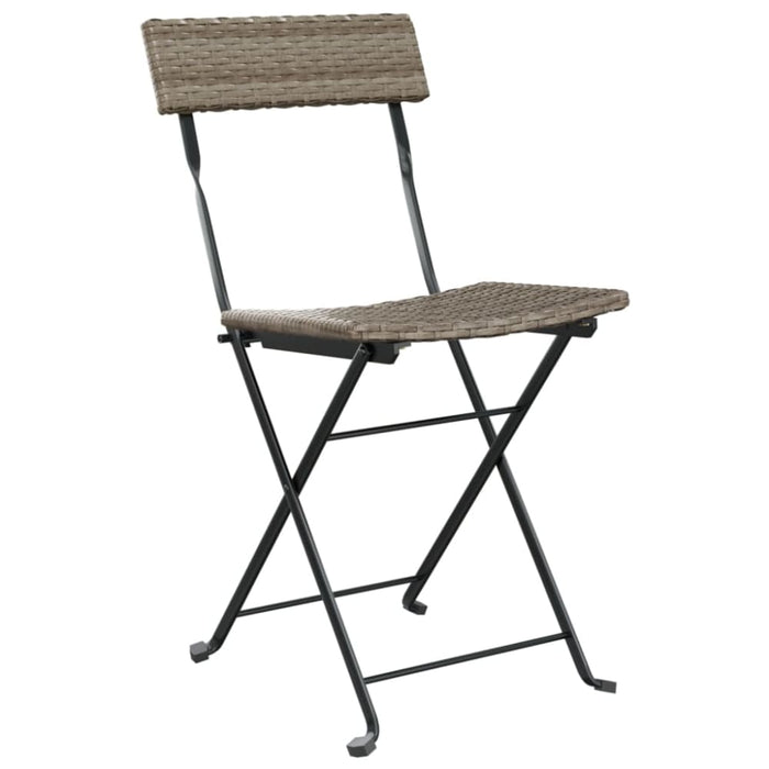 Folding Bistro Chairs 8 Pcs Grey Poly Rattan and Steel