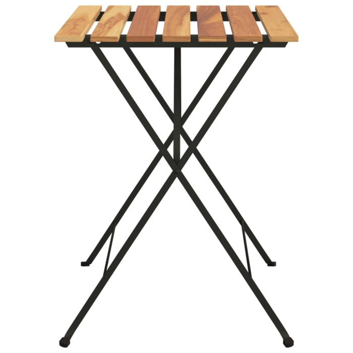 Folding Bistro Table 55x54x71 Cm Solid Wood Teak and Steel