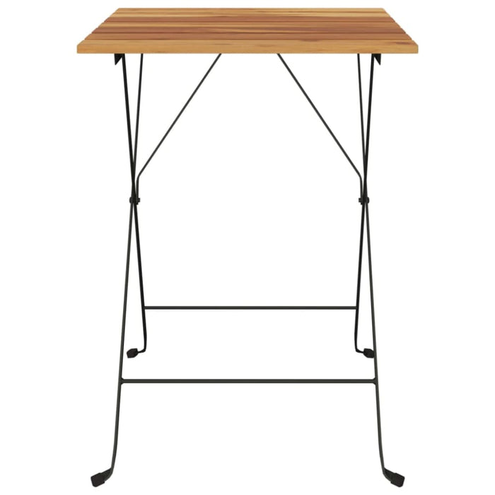 Folding Bistro Table 55x54x71 Cm Solid Wood Teak and Steel