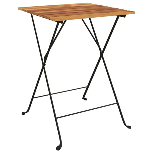 Folding Bistro Table 55x54x71 Cm Solid Wood Teak and Steel
