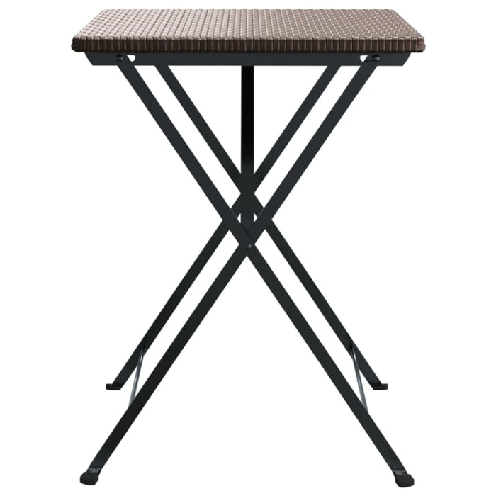Folding Bistro Table Brown 55x54x71 Cm Poly Rattan Tokkna