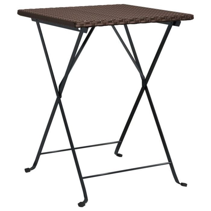 Folding Bistro Table Brown 55x54x71 Cm Poly Rattan Tokkna