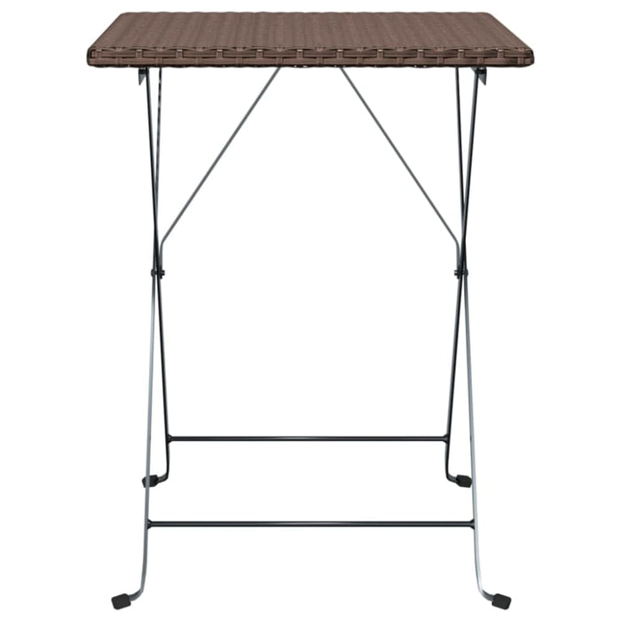 Folding Bistro Table Brown 55x54x71 Cm Poly Rattan Tokkna