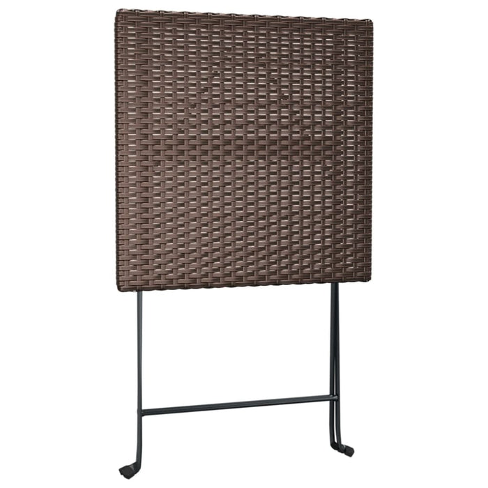 Folding Bistro Table Brown 55x54x71 Cm Poly Rattan Tokkna