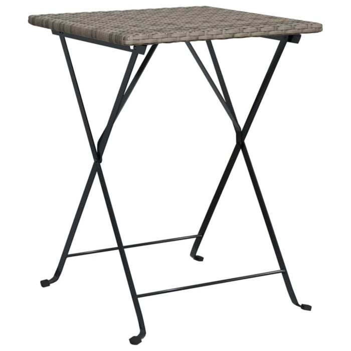 Folding Bistro Table Grey 55x54x71 Cm Poly Rattan Tokknp