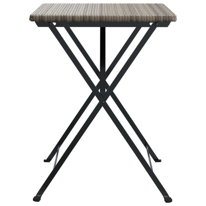 Folding Bistro Table Grey 55x54x71 Cm Poly Rattan Tokknp