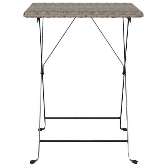 Folding Bistro Table Grey 55x54x71 Cm Poly Rattan Tokknp
