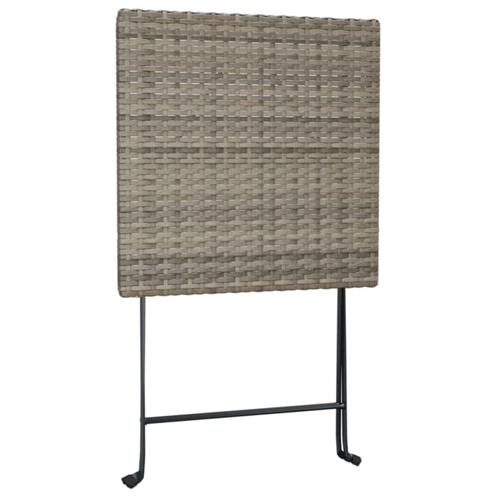 Folding Bistro Table Grey 55x54x71 Cm Poly Rattan Tokknp