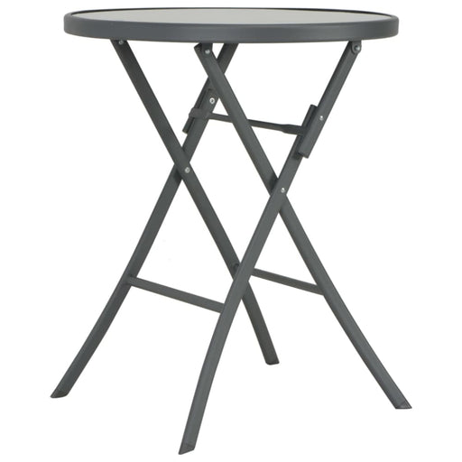 Folding Bistro Table Grey 60x70 Cm Glass and Steel Aaioa