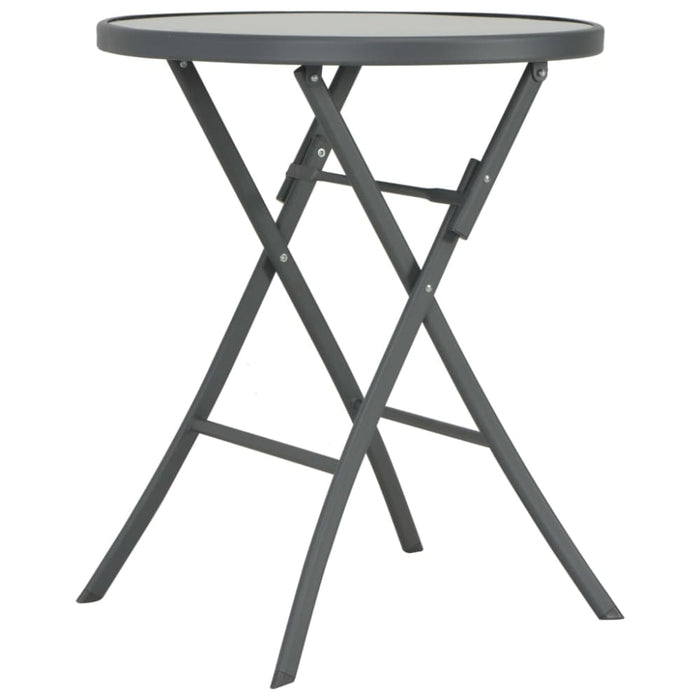 Folding Bistro Table Grey 60x70 Cm Glass and Steel Aaioa