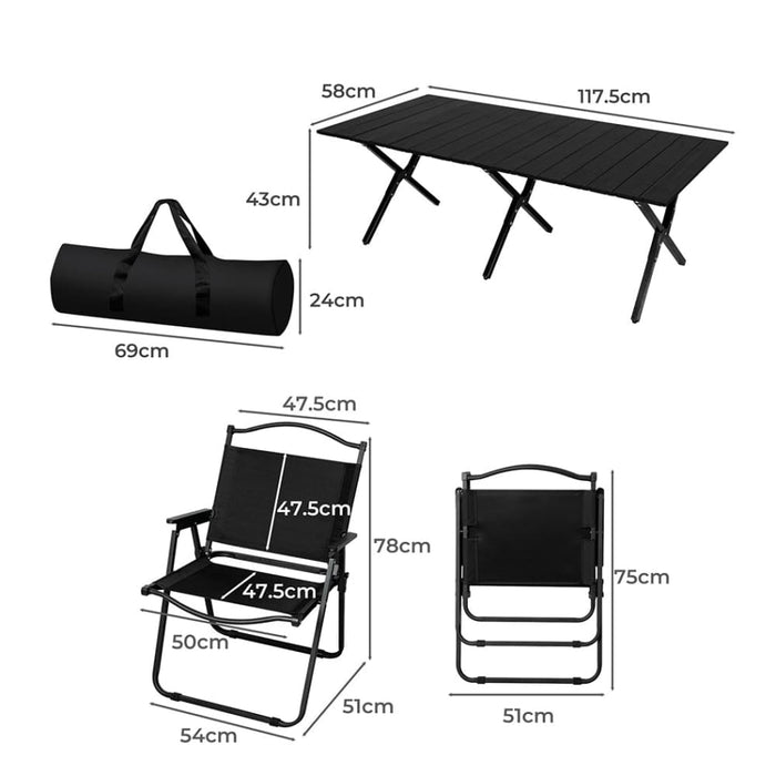 Folding Camping Table Chair Set Portable Picnic Outdoor