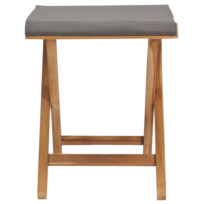Folding Chairs 2 Pcs Solid Teak Wood and Fabric Dark Grey