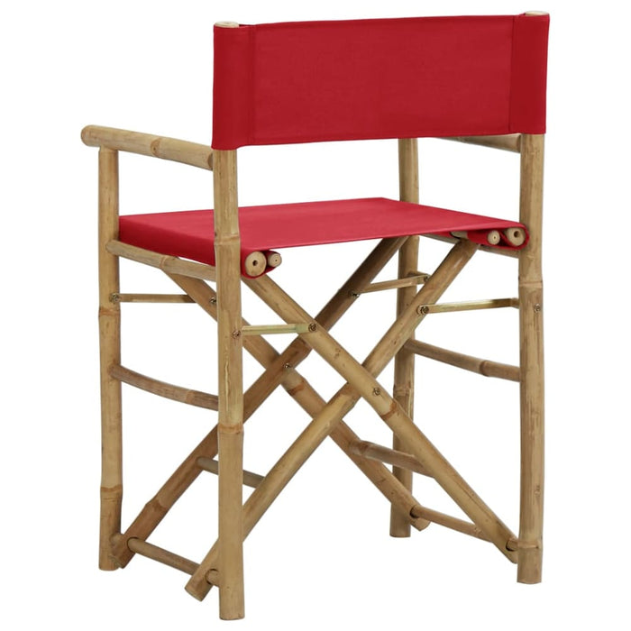 Folding Director’s Chairs 2 Pcs Red Bamboo and Fabric Totbto