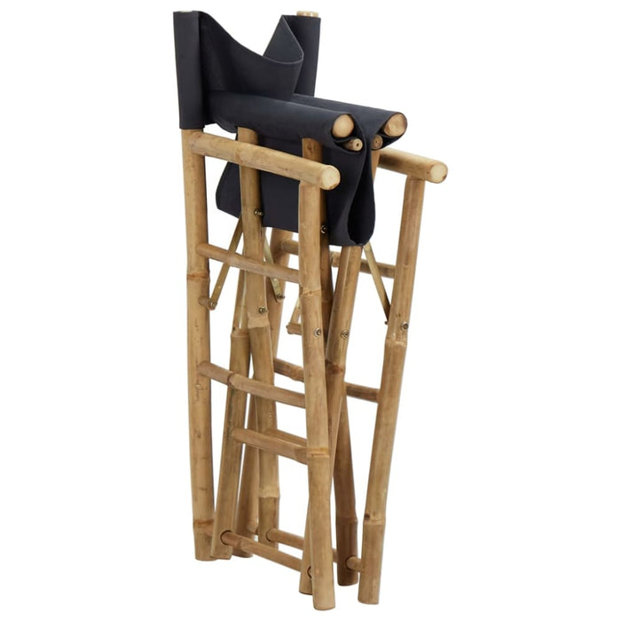 Folding Director’s Chairs 2 Pcs Dark Grey Bamboo and Fabric