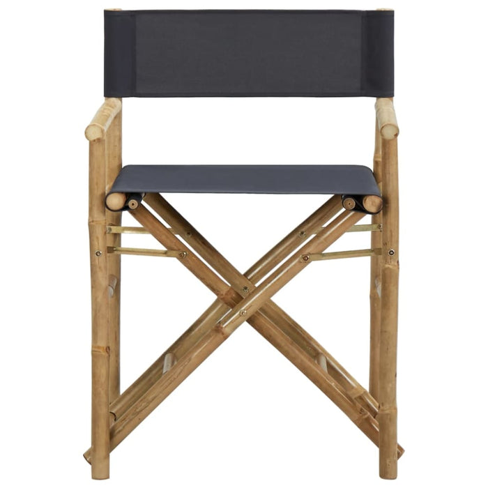 Folding Director’s Chairs 2 Pcs Dark Grey Bamboo and Fabric