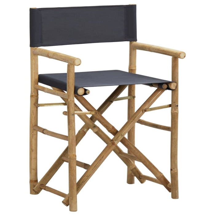 Folding Director’s Chairs 2 Pcs Dark Grey Bamboo and Fabric