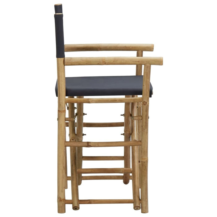Folding Director’s Chairs 2 Pcs Dark Grey Bamboo and Fabric