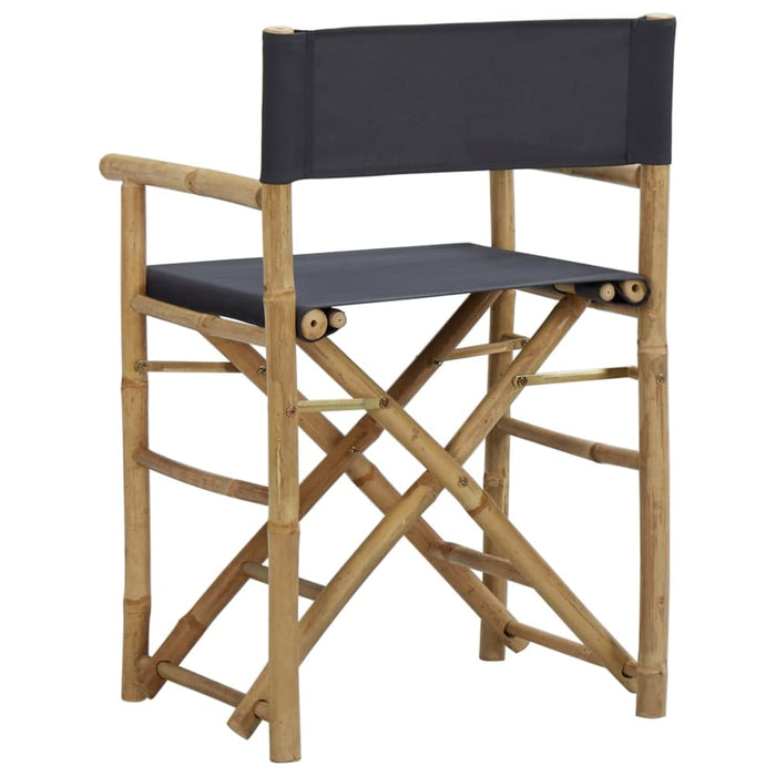 Folding Director’s Chairs 2 Pcs Dark Grey Bamboo and Fabric