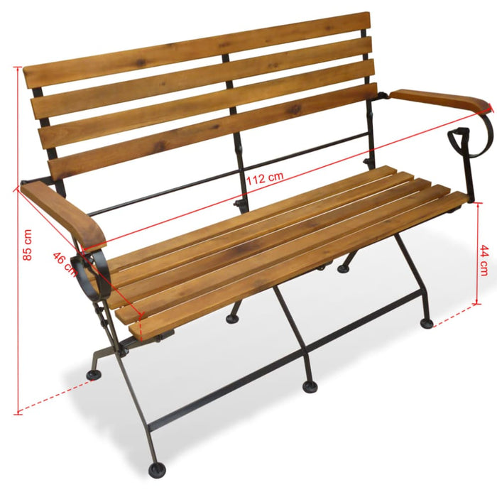 Folding Garden Bench 112 Cm Solid Acacia Wood Atitl
