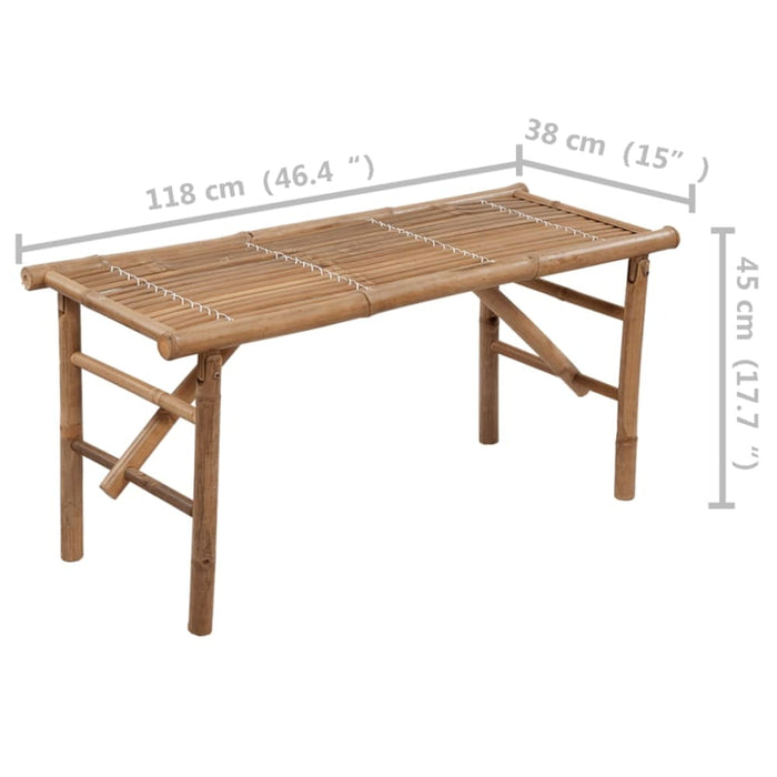 Folding Garden Bench with Cushion 118 Cm Bamboo Tbltnak