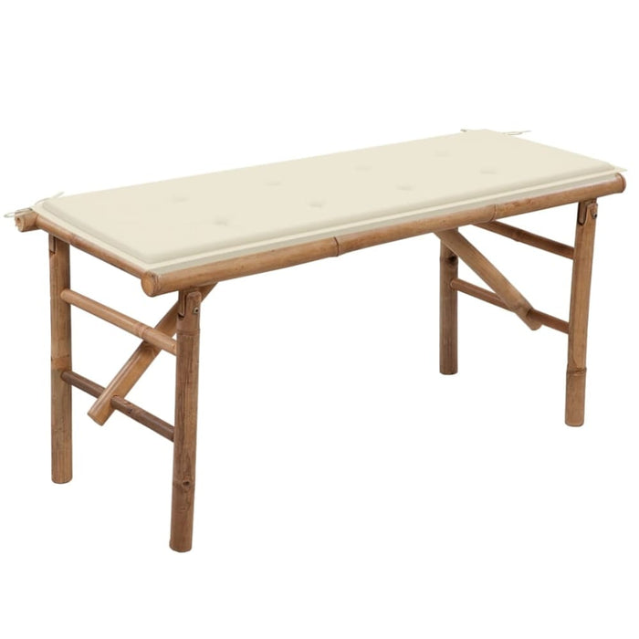 Folding Garden Bench with Cushion 118 Cm Bamboo Tbltnpo