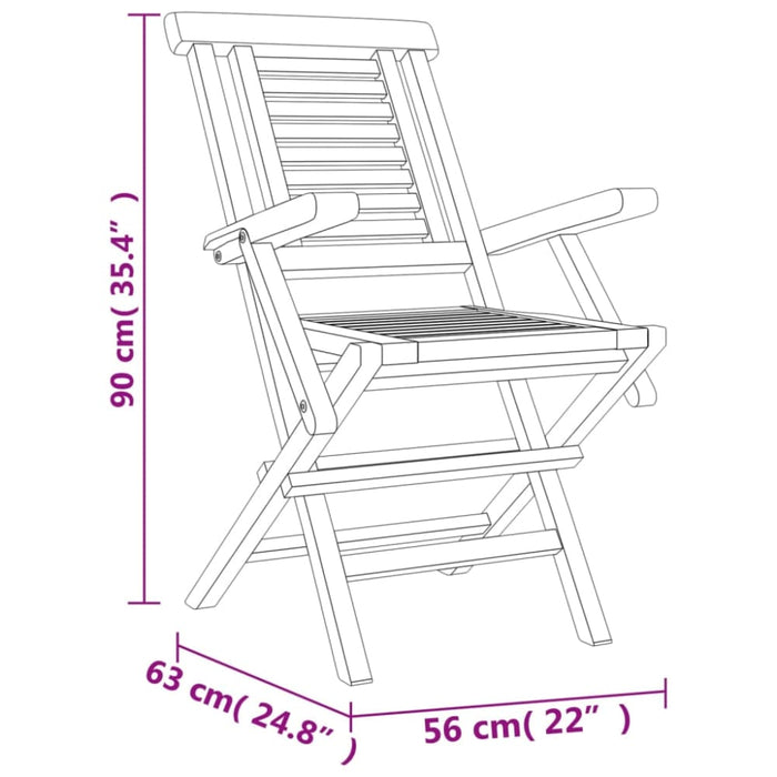 Folding Garden Chairs 2 Pcs 56x63x90 Cm Solid Wood Teak