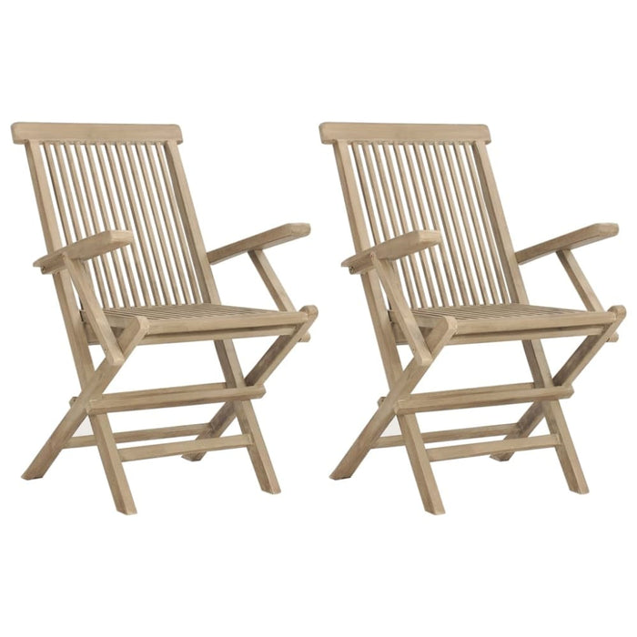 Folding Garden Chairs 2 Pcs Grey 56x61x89 Cm Solid Wood